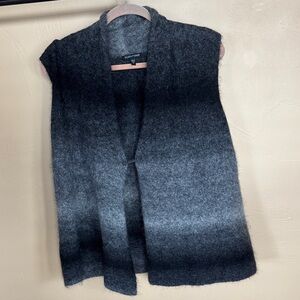 Women's Eileen Fisher Charcoal and Black Knit Cardigan Vest - M